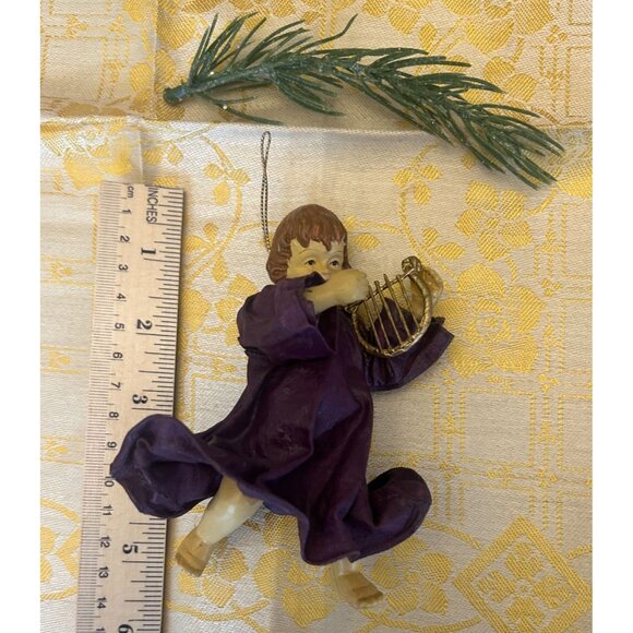 Set Of 2 Vintage Angel Christmas Ornaments Harps Renaissance Style Italy Paper M - Picture 6 of 7